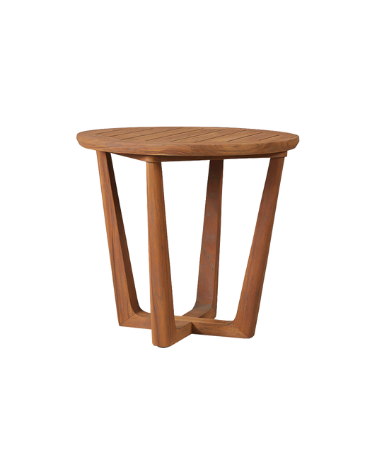 Teak 24" Round Sled End Table