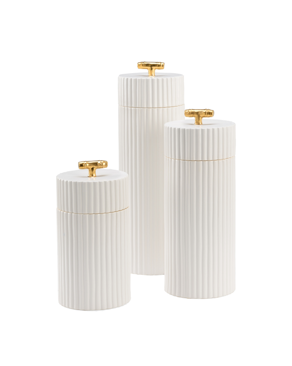 White Bamboo Canisters